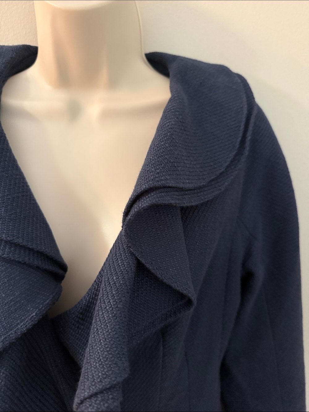 Magaschoni Navy Ruffle-Front Blazer - Picture 7 of 14